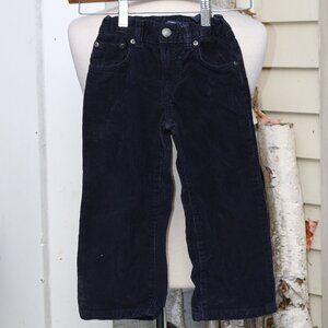 Baby Gap Navy Blue Cotton Corduroy Adjustable Elastic Waist Classic Pants Sz 3T